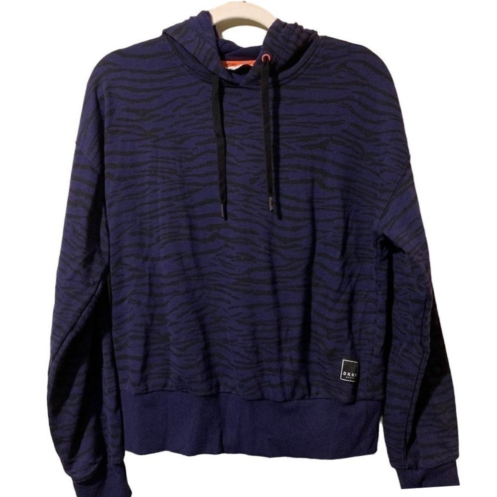DKNY Sport Women's‎ Small Tiger Stripe Print Pullover Hoodie Sweatshirt Small